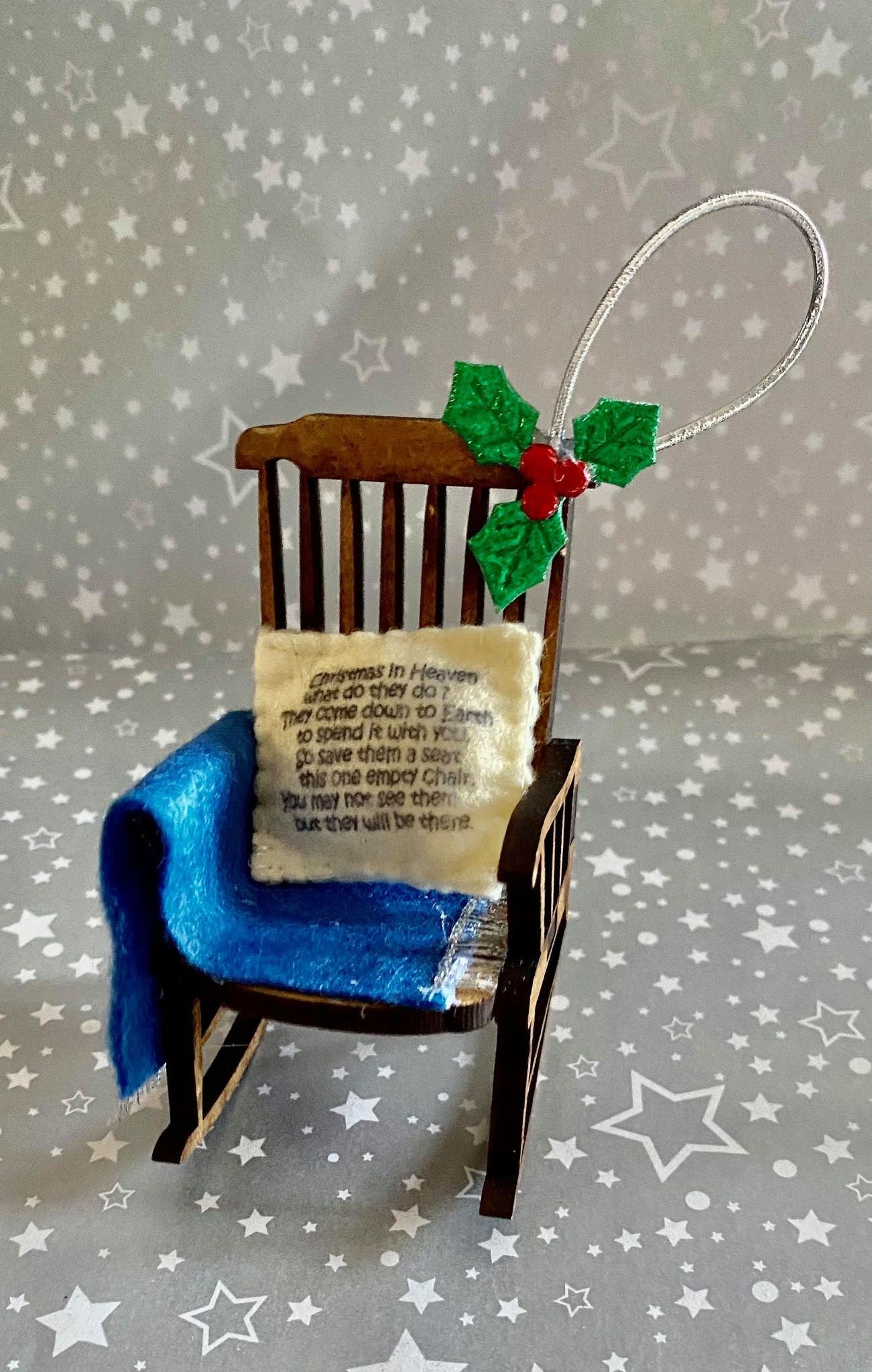 Christmas in Heaven Ornament - rocking chair-Christmas sympathy gift Memorial  of loved one empty chair