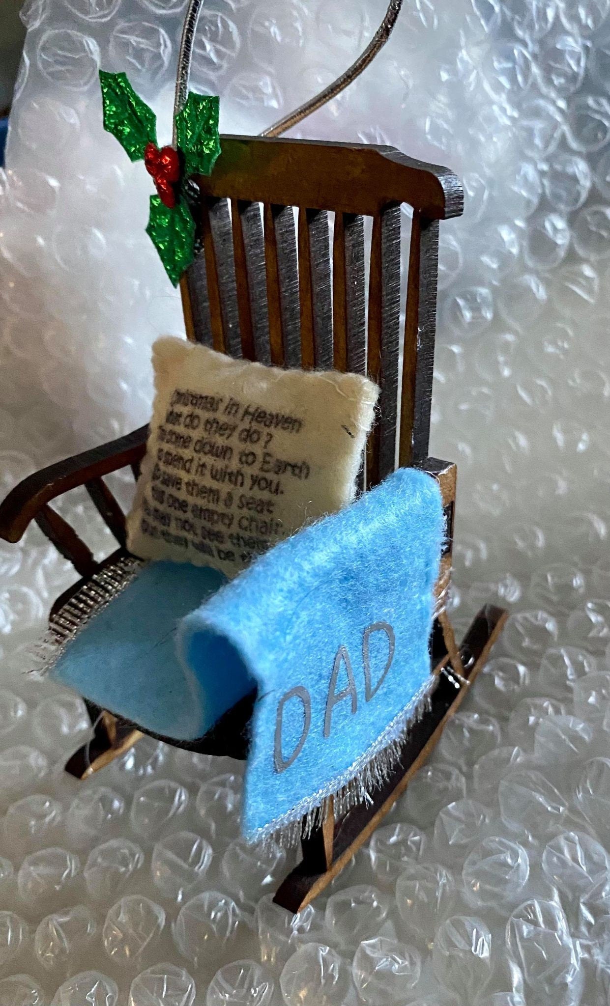 Christmas in Heaven Ornament - rocking chair-Christmas sympathy gift Memorial  of loved one empty chair