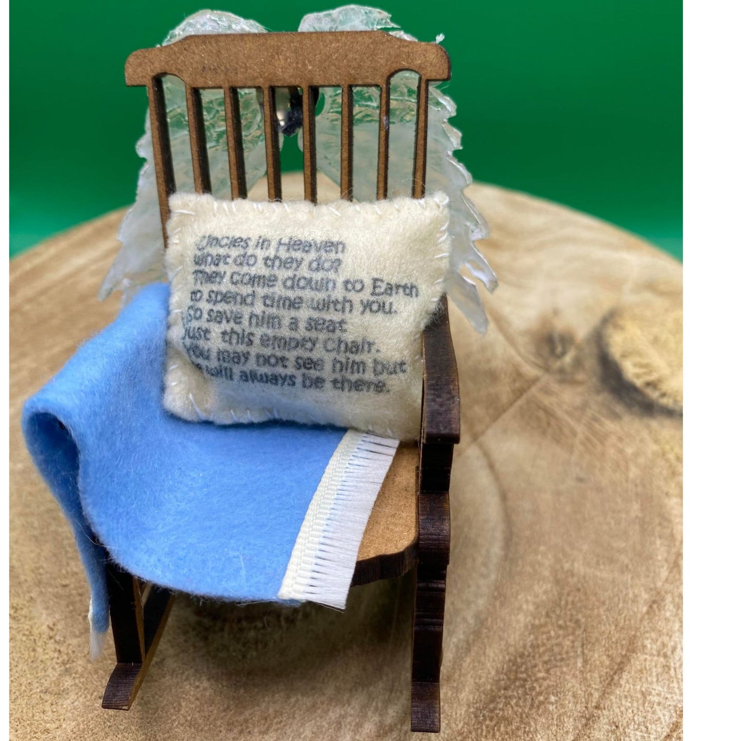 Uncle in Heaven memorial decoration empty rocking chair to remember uncle gift for loss of uncle sympathy gift personalised in loving memory