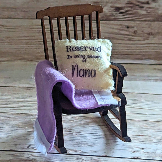 Reserved for Nana memorial decoration empty rocking chair remember can be personalised,in loving memory,loss of Nana thoughtful gift