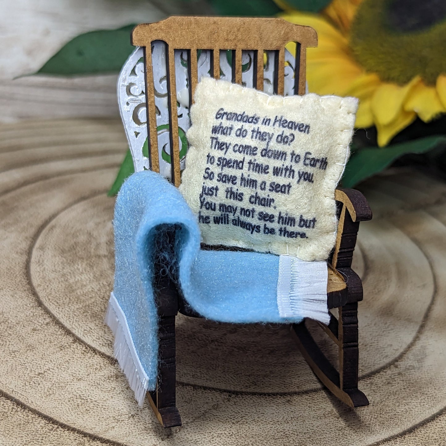 Grandad in Heaven memorial decoration empty rocking chair to remember Grandad gift for loss of Grandad sympathy gift personalised gift