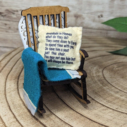 Grandad in Heaven memorial decoration empty rocking chair to remember Grandad gift for loss of Grandad sympathy gift personalised gift