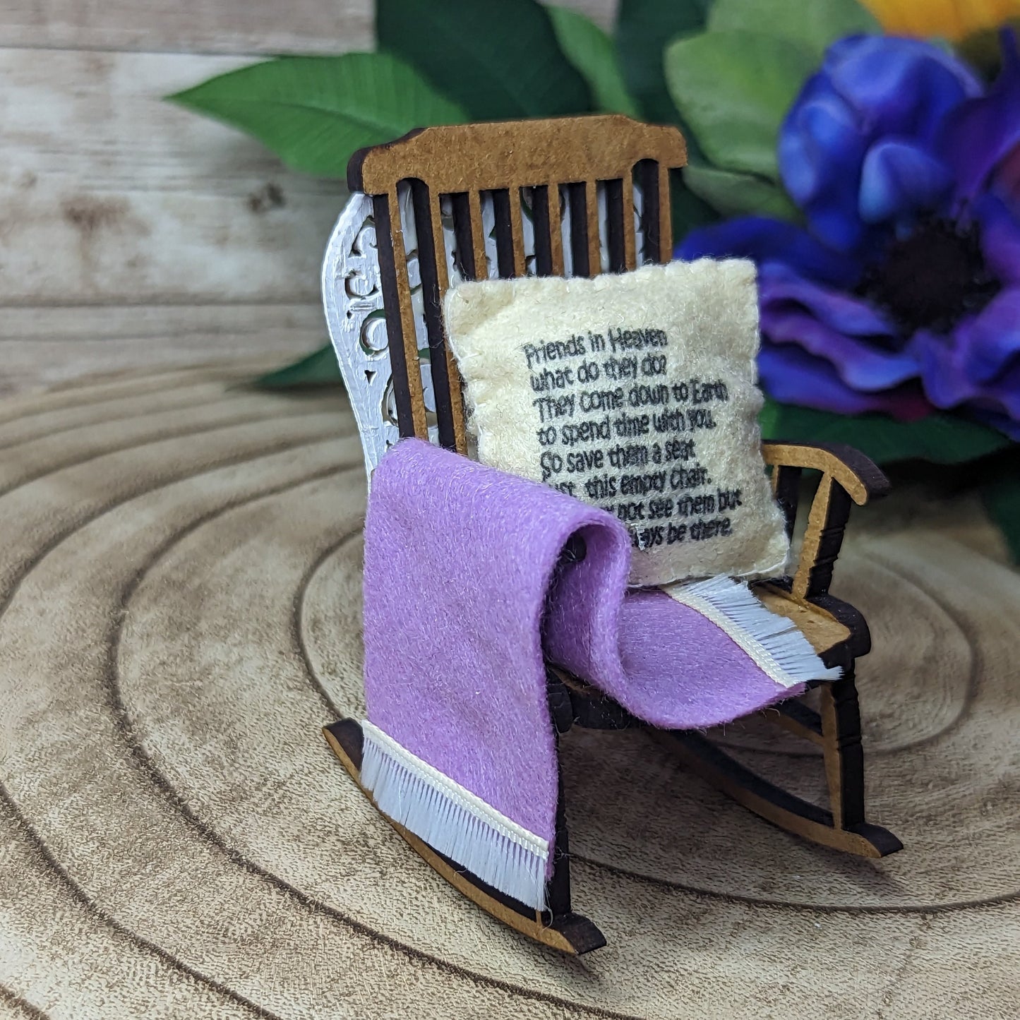 Friend in Heaven memorial decoration empty rocking chair to remember friend gift for loss of friend sympathy gift personalised gift loss