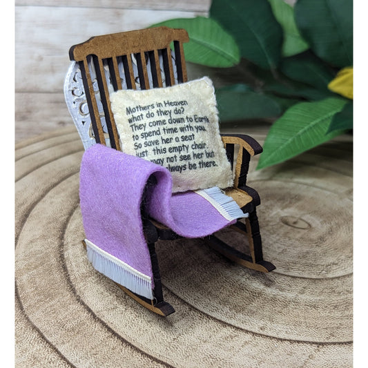 Mothers in Heaven memorial decoration empty rocking chair to remember mum. gift for loss of mum .sympathy gift