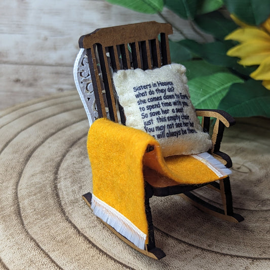 Sister in Heaven Rocking Chair Memorial Decoration, Sympathy Gift, Personalized Remembrance, Loss of Sister Gift