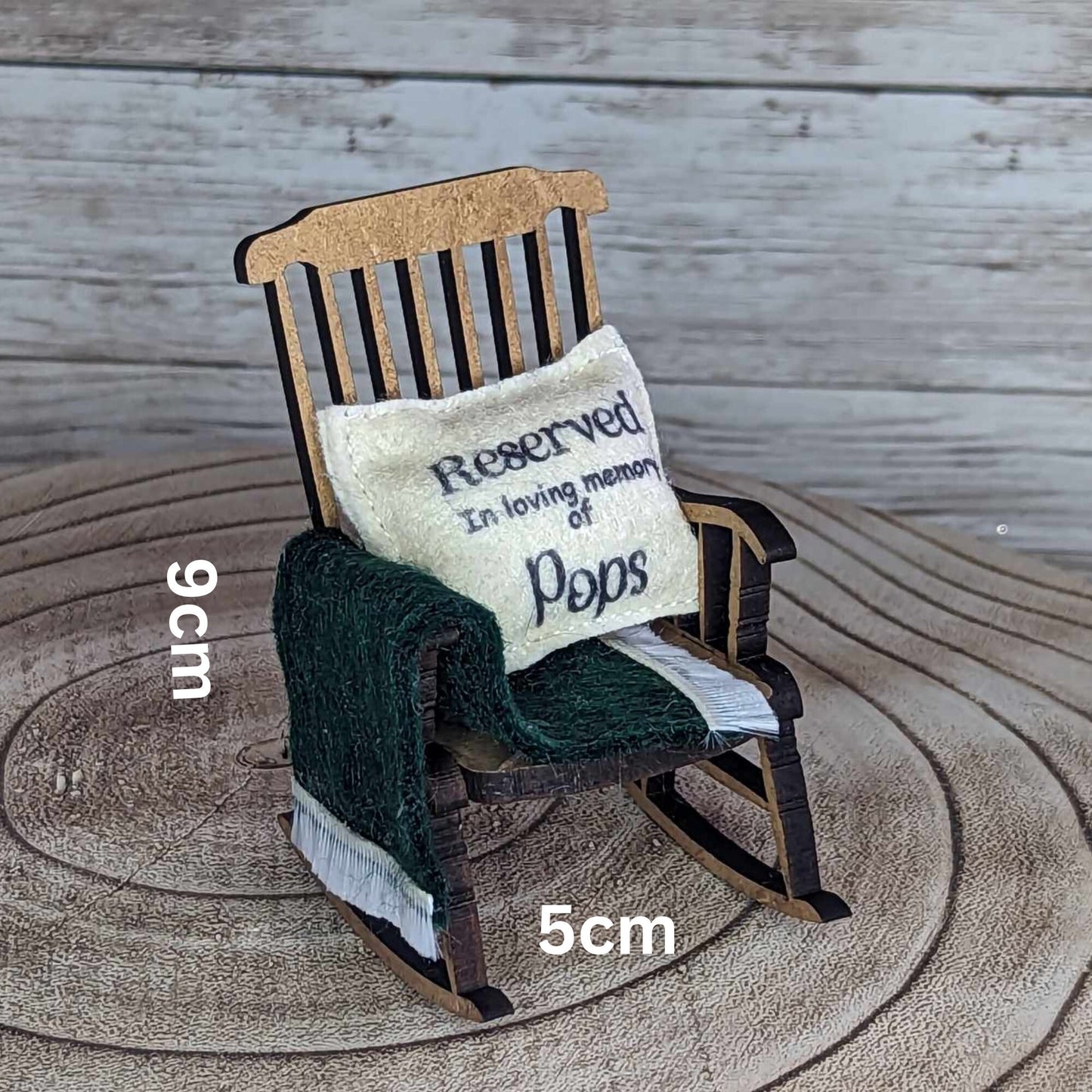 Reserved for Pops memorial decoration empty rocking chair remember can be personalised,in loving memory,loss of a pop, thoughtful gift