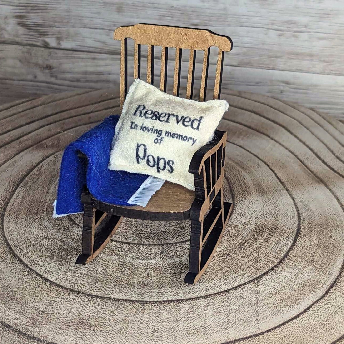 Reserved for Pops memorial decoration empty rocking chair remember can be personalised,in loving memory,loss of a pop, thoughtful gift