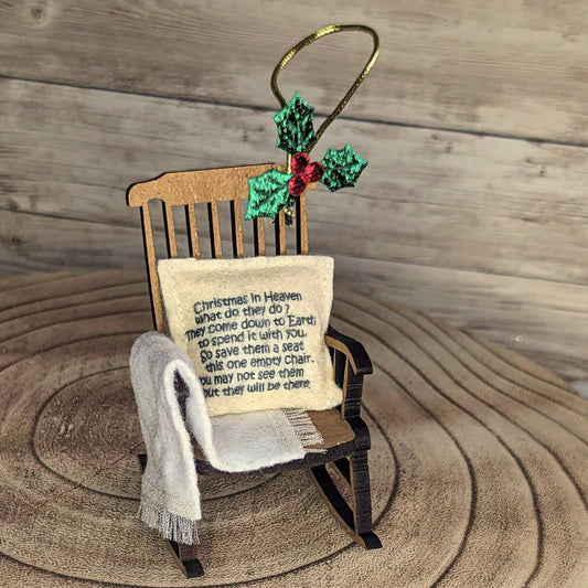 Christmas in Heaven Rocking Chair Ornament, Empty Chair Loved One in Heaven, Remembrance Christmas sympathy gift