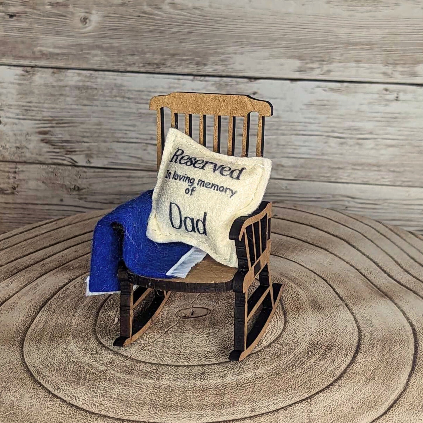 Reserved for Dad remembrance ornament empty chair loss of father in loving memory wooden chair memorial