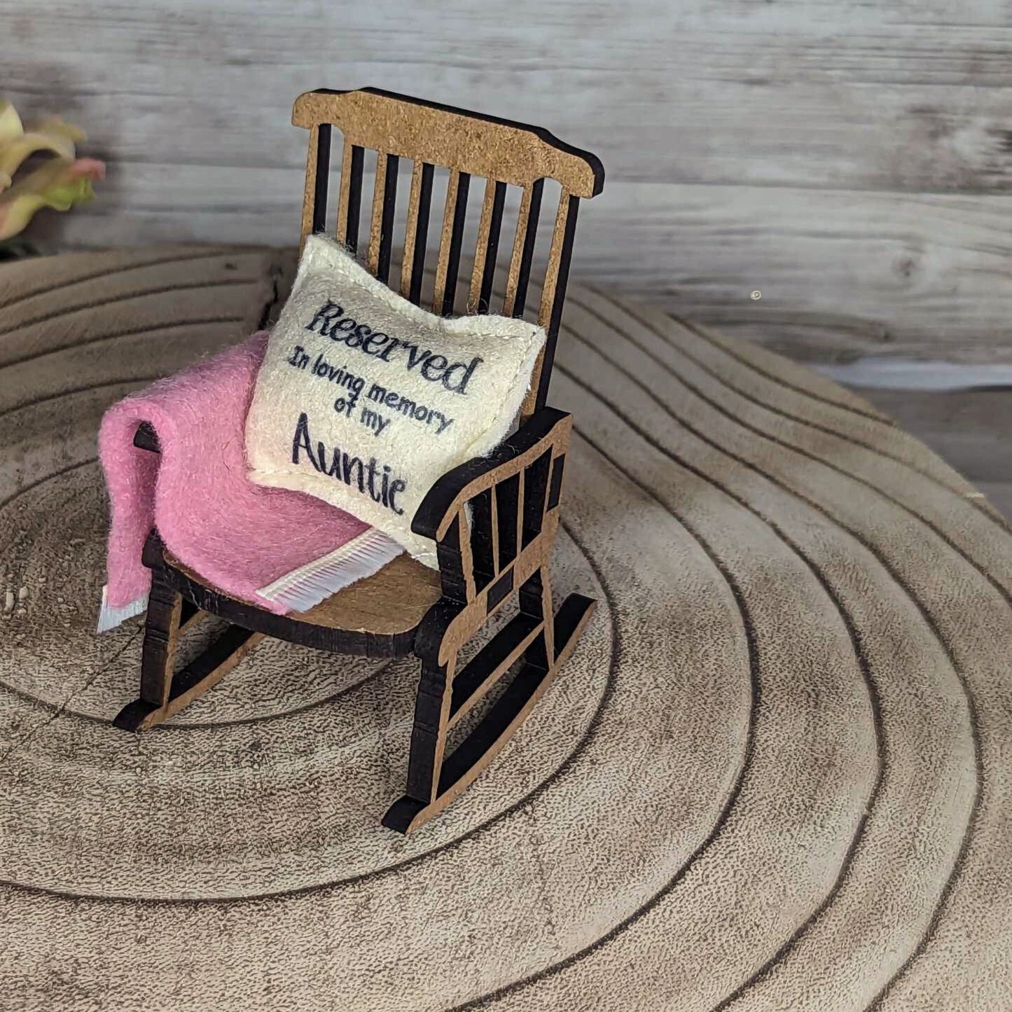 Reserved in memory of Auntie memorial , empty rocking chair , add a name ,gift for the loss of sister ,sympathy gift ,condolence gift