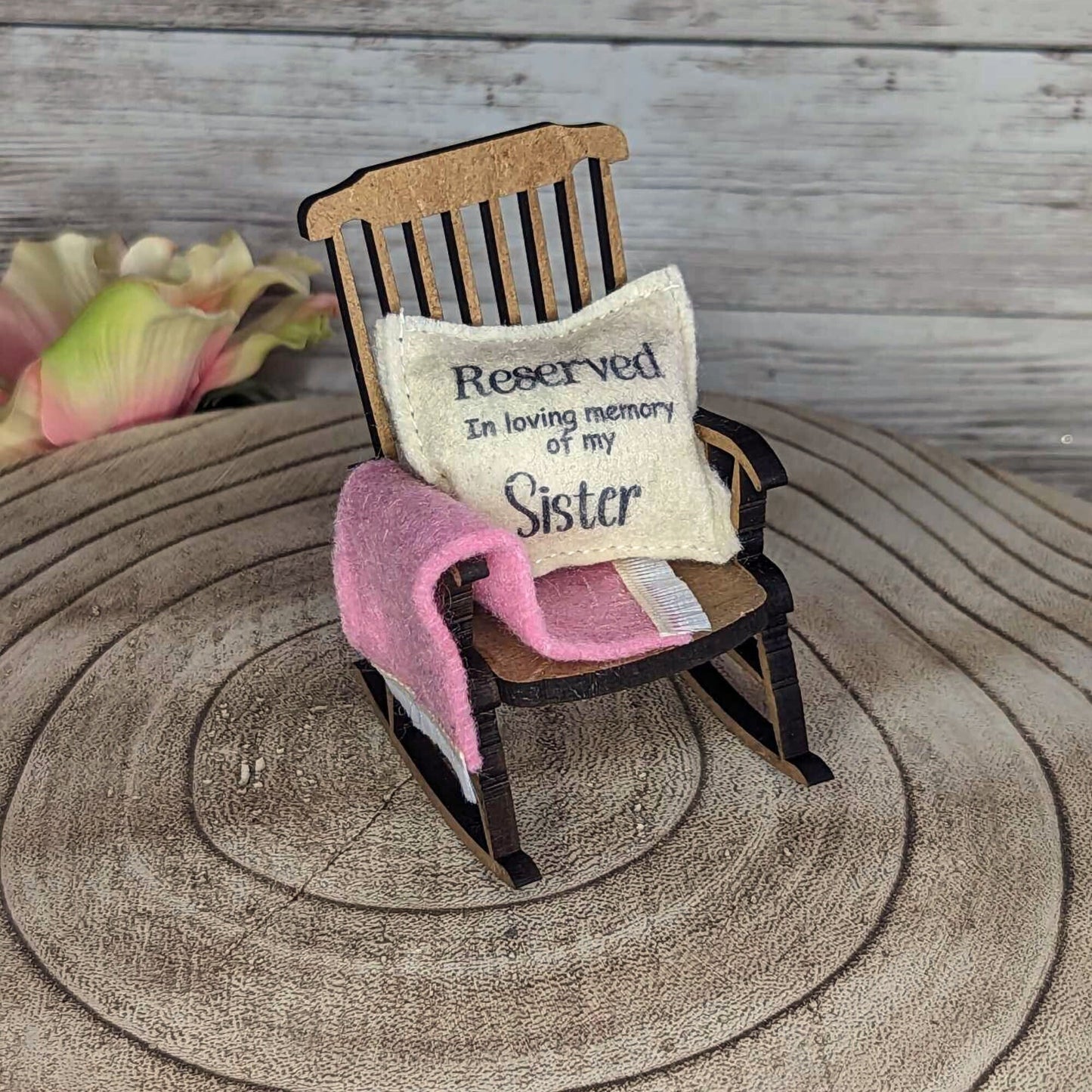 Reserved in memory of  Sister memorial , empty rocking chair , add a name ,gift for the loss of sister ,sympathy gift ,condolence gift