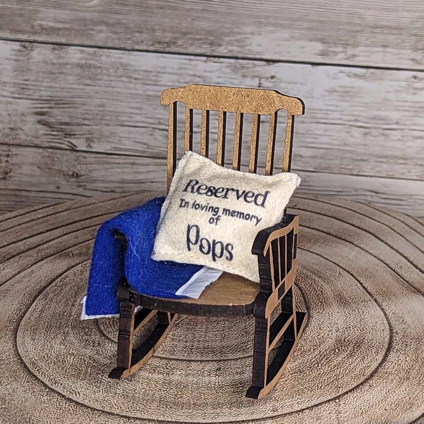 Reserved for Pops memorial decoration empty rocking chair remember can be personalised,in loving memory,loss of a pop, thoughtful gift