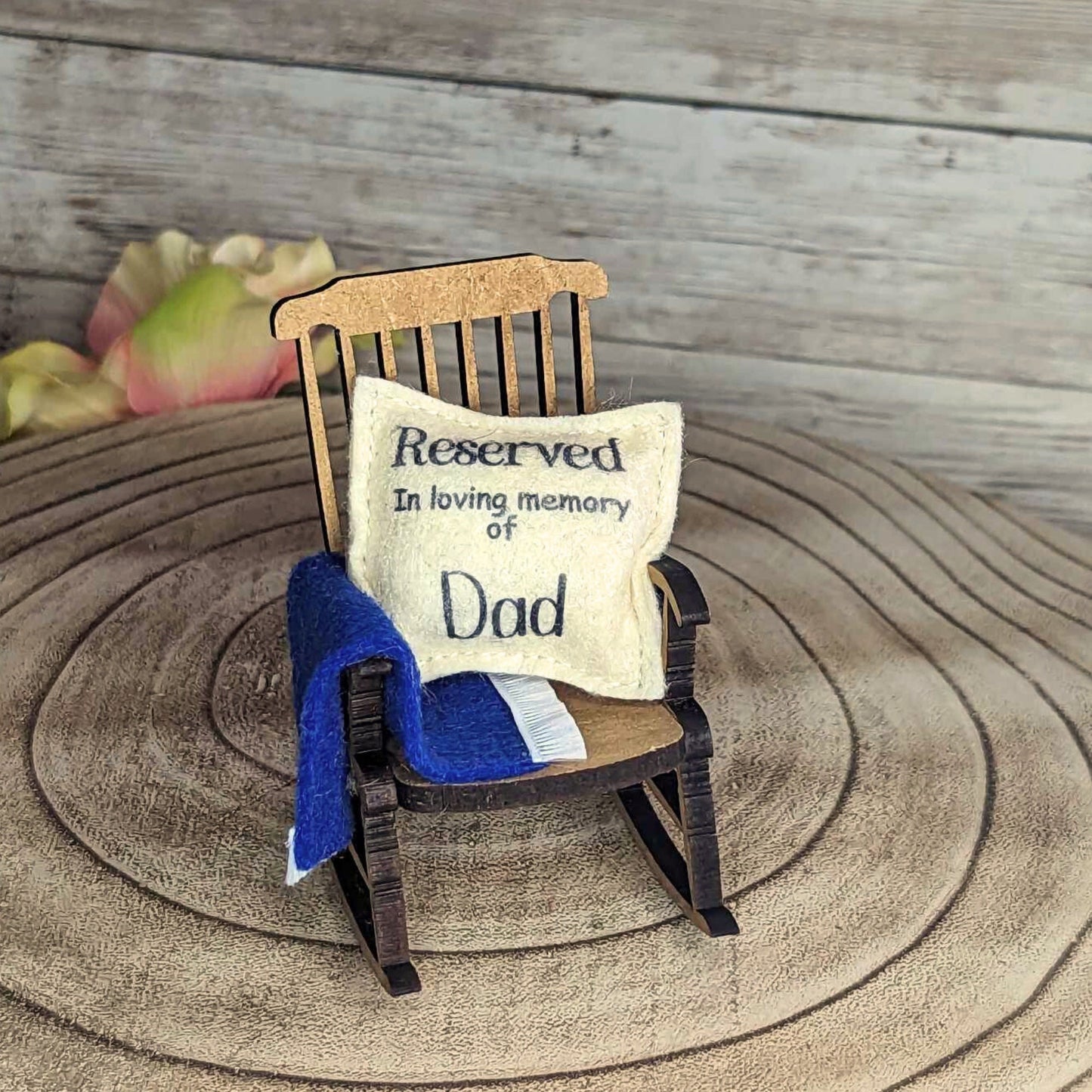 Reserved for Dad remembrance ornament empty chair loss of father in loving memory wooden chair memorial