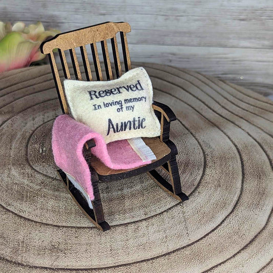 Reserved in memory of Auntie memorial , empty rocking chair , add a name ,gift for the loss of sister ,sympathy gift ,condolence gift