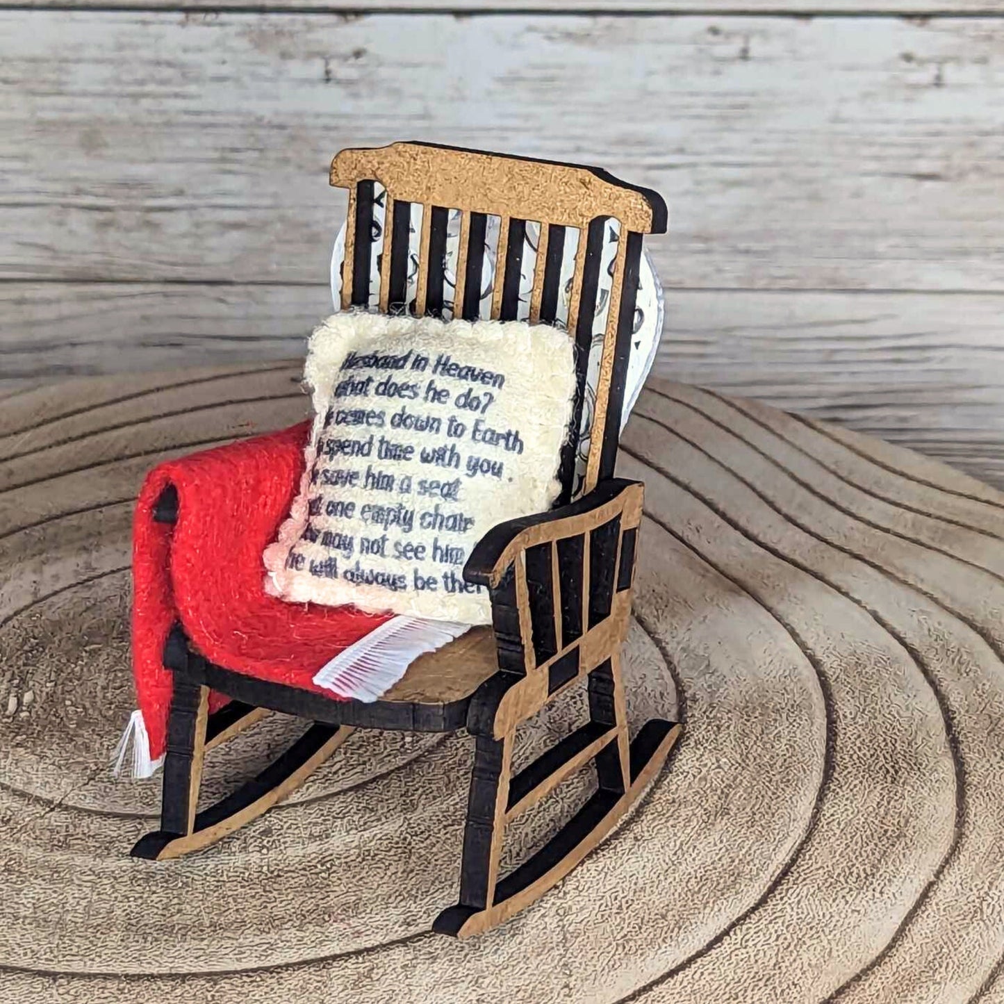 Husband in Heaven memorial decoration empty rocking chair to remember mum. gift for loss of mum .sympathy gift