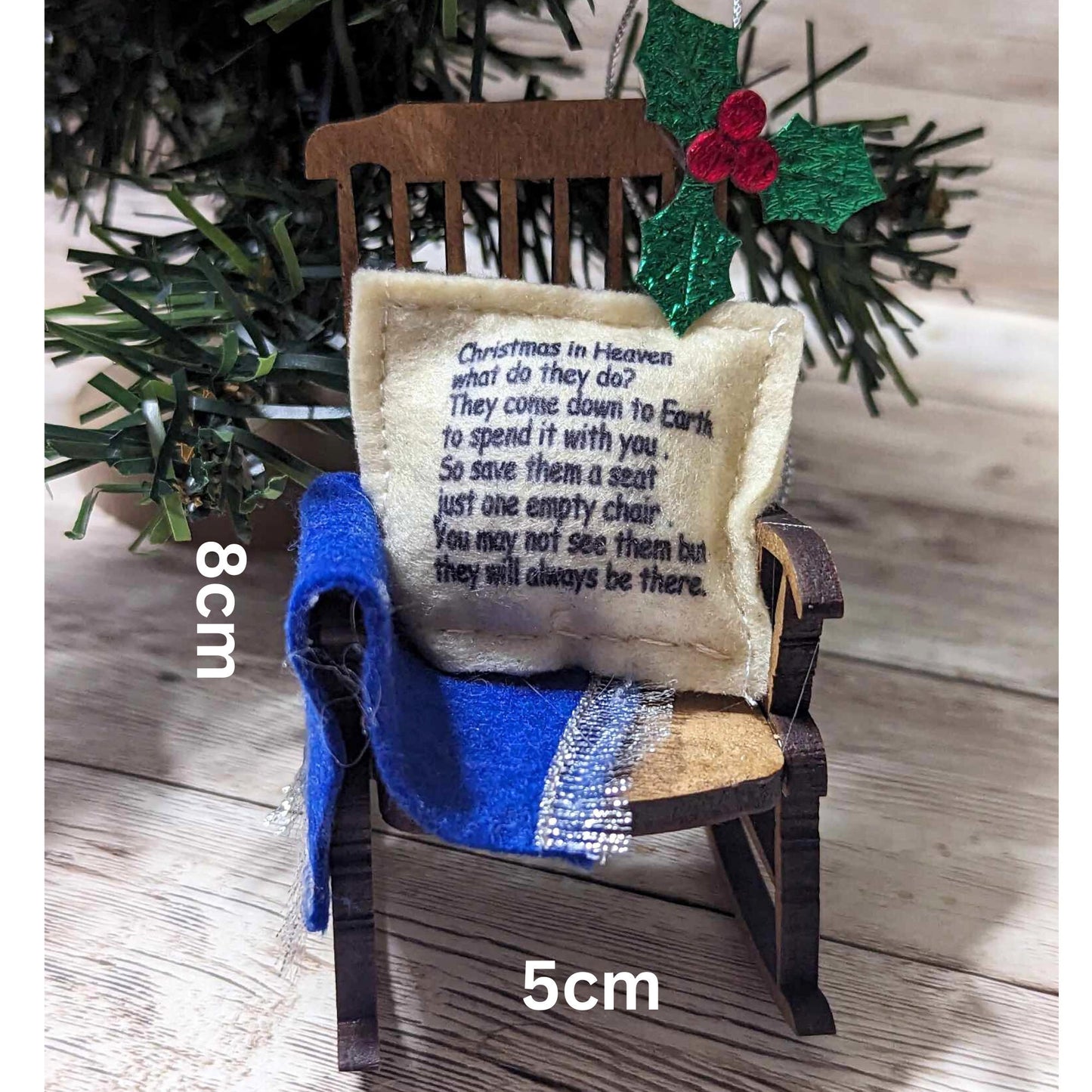 Christmas in Heaven empty chair ornament, Lost loved one gift, Tree Decoration, Memorial Keepsake