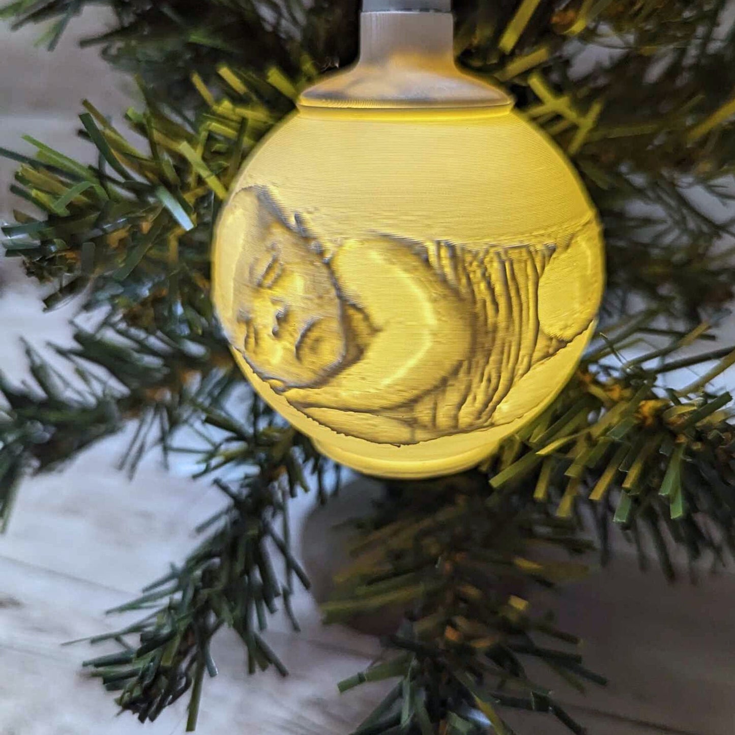 Custom Angel Baby 3D Printed Personalized Christmas Warm White LED Lighted Ornament Ball  Child loss Gift .