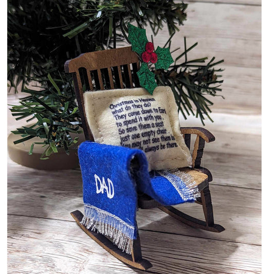 Christmas in Heaven empty chair ornament, Lost loved one gift, Tree Decoration, Memorial Keepsake